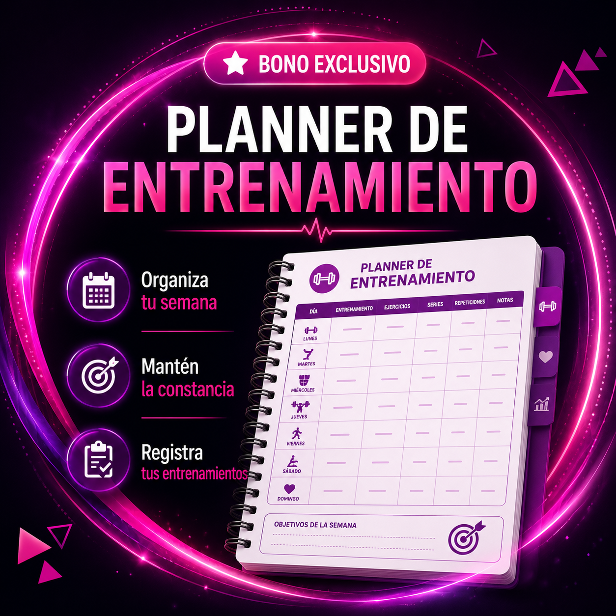 Vista del bonus planner de entrenamiento