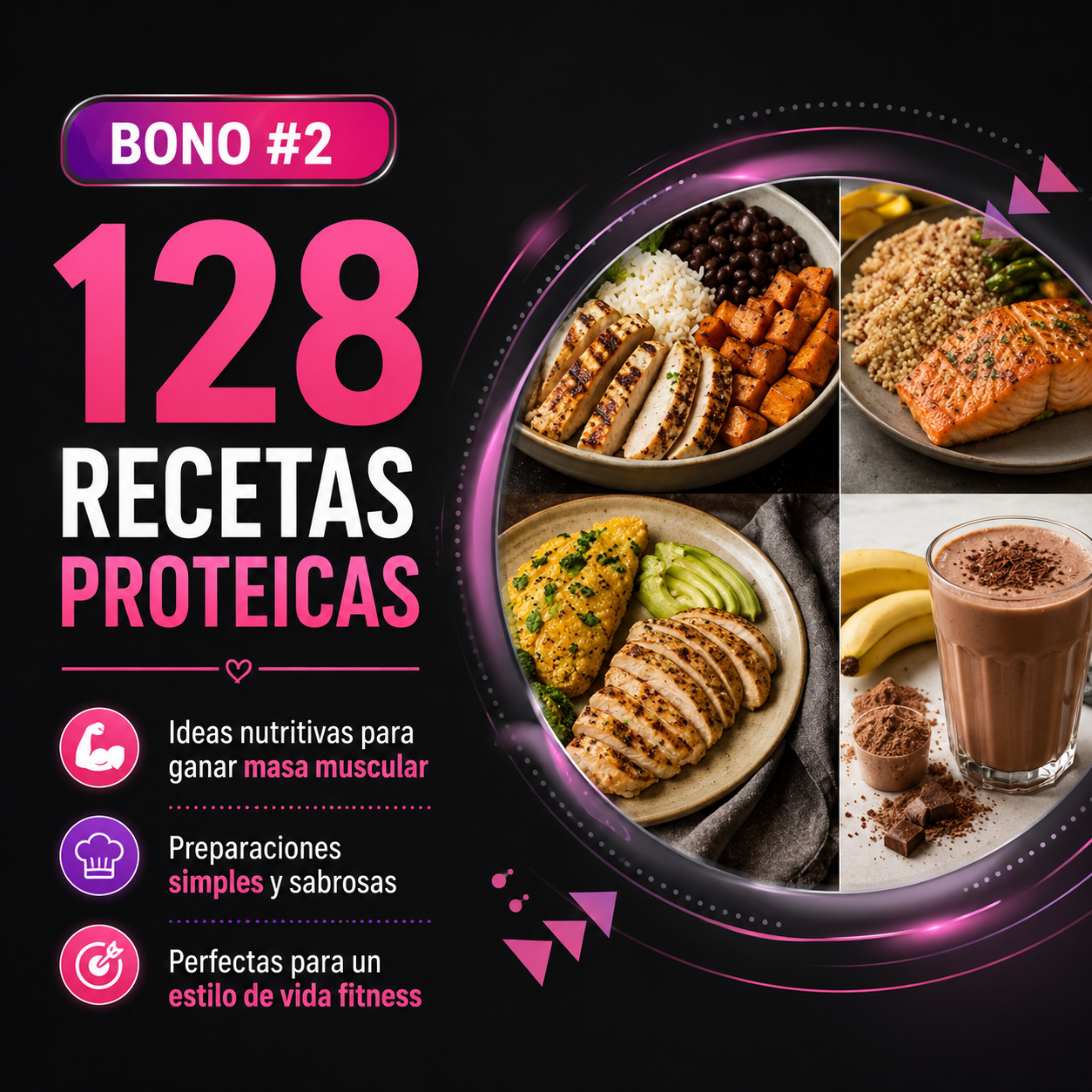 Portada del bono 128 recetas proteicas